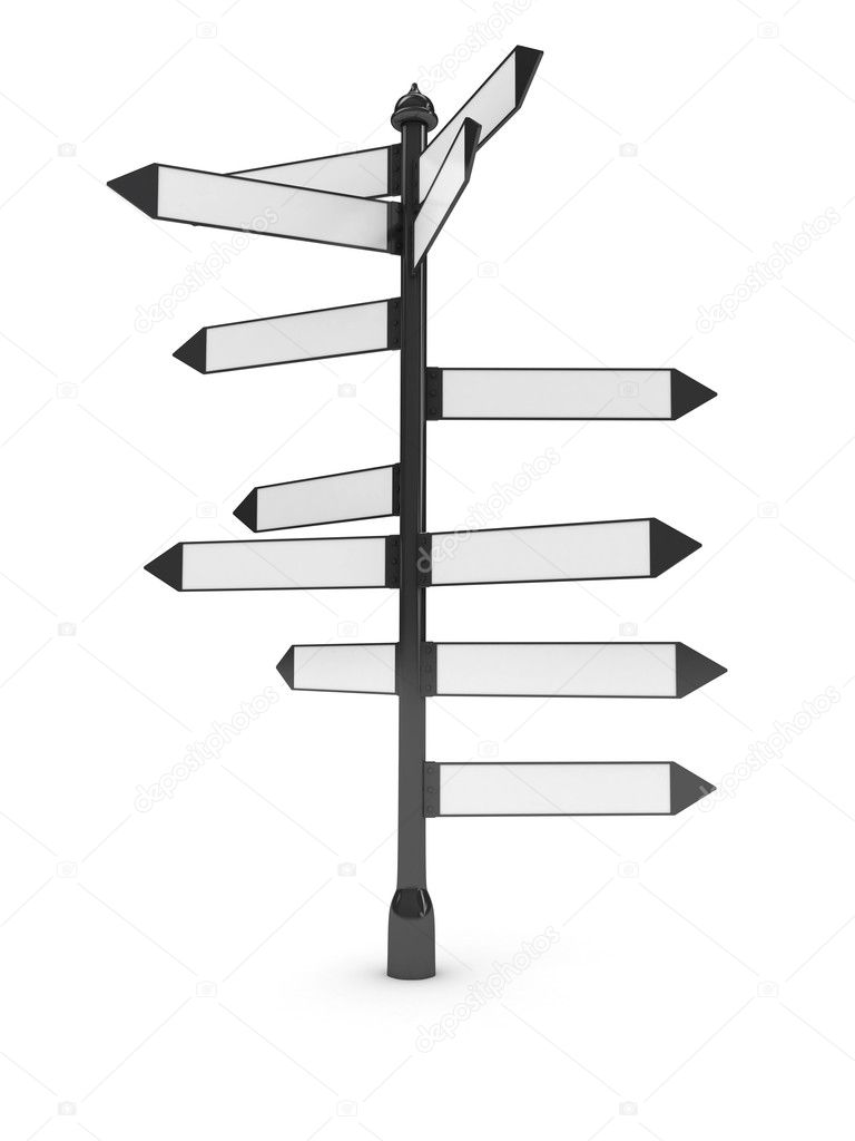Directions signs over white background
