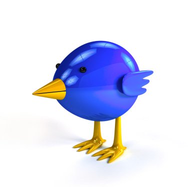 Littlle bluebird over white background clipart