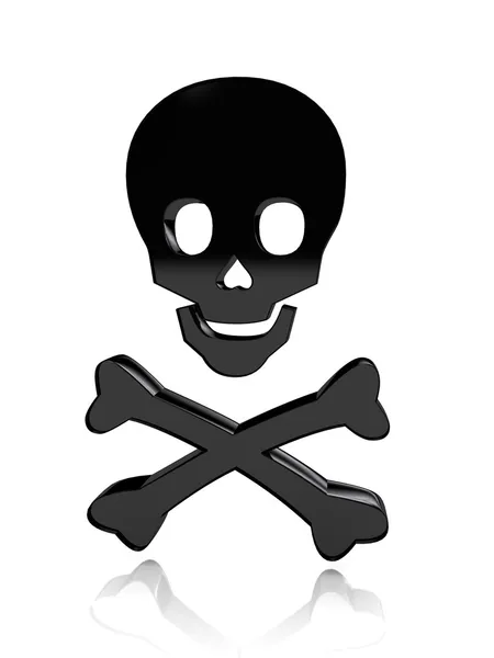 Totenkopf mit Knochen auf weißem Hintergrund — Stockfoto
