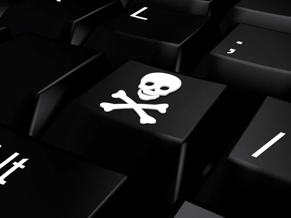 Keyboard with skull and bones — Stock Photo, Image