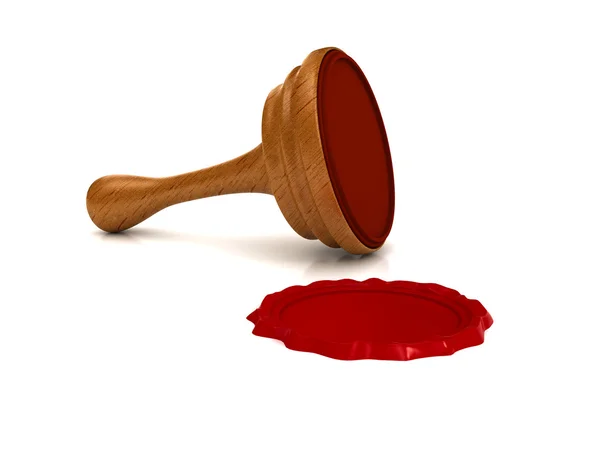 Selo de cera vermelha sobre fundo branco — Fotografia de Stock