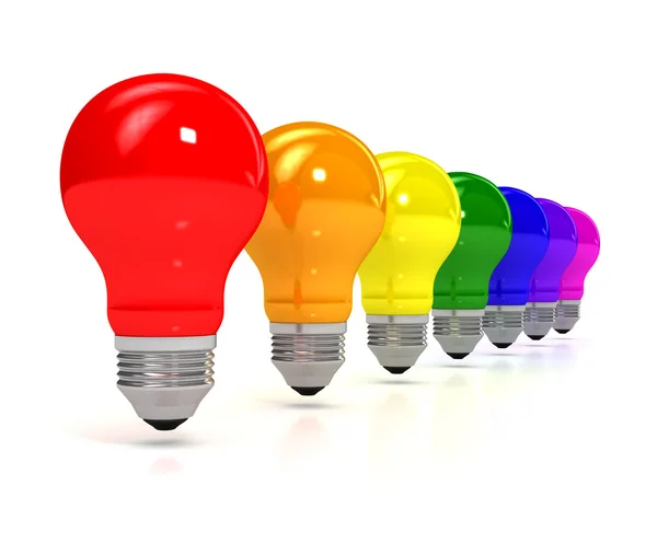 Rainbow bulb over white background — Stock Photo, Image