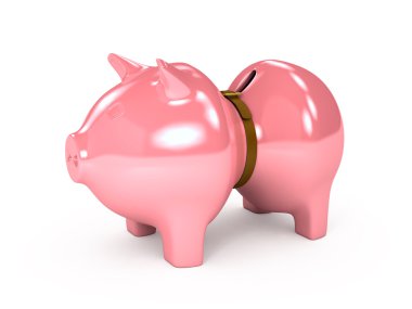 Piggy bank over white background clipart