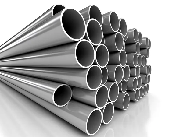 Metal tubes over white background — Stock Photo, Image