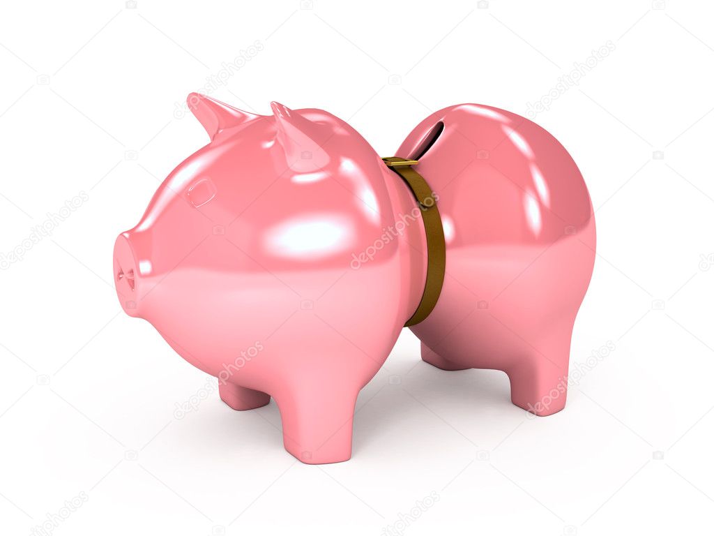 Piggy bank over white background