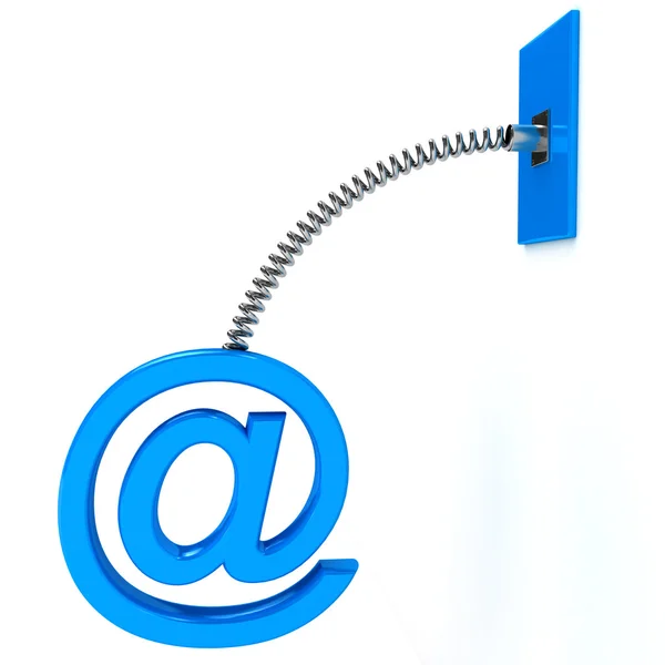 E-mail σήμα πάνω από το λευκό. 3D καθιστούν — Φωτογραφία Αρχείου