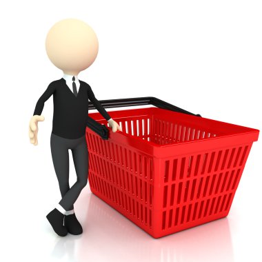 3d person with Shopping basket clipart