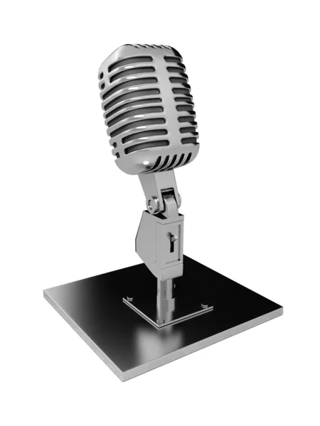 Microfone de metal retro sobre branco — Fotografia de Stock