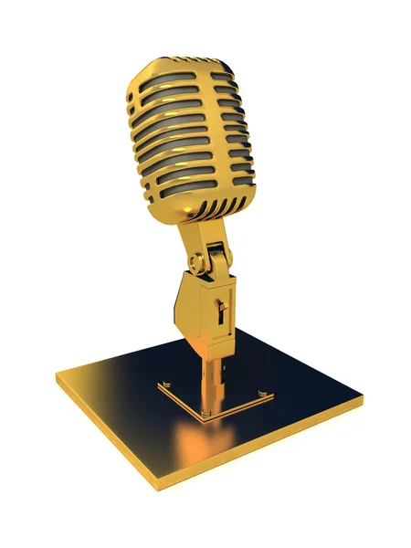Mikrofon av retrometall over hvitt – stockfoto