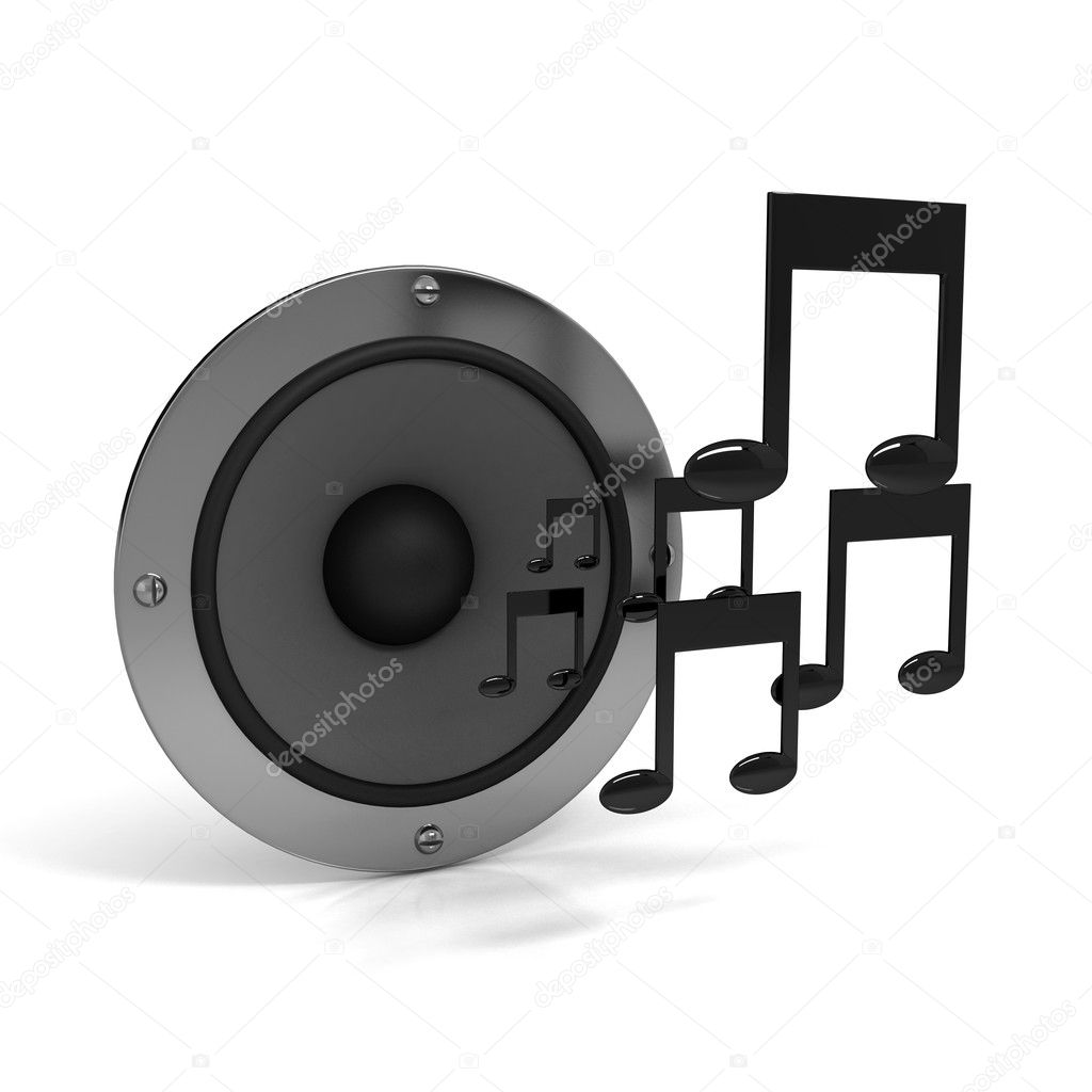 3d notes with speaker over white background