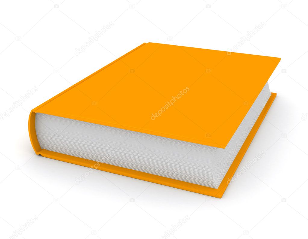 Orange book over white background