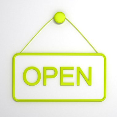 Open sign over white background clipart