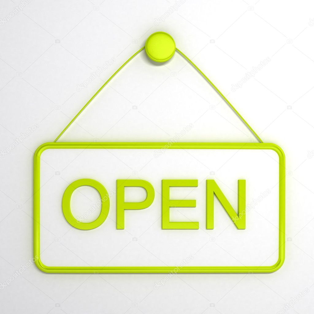 Open sign over white background