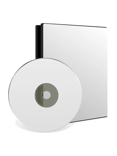 CD/Dvd skiva med låda över vit bakgrund — Stock vektor