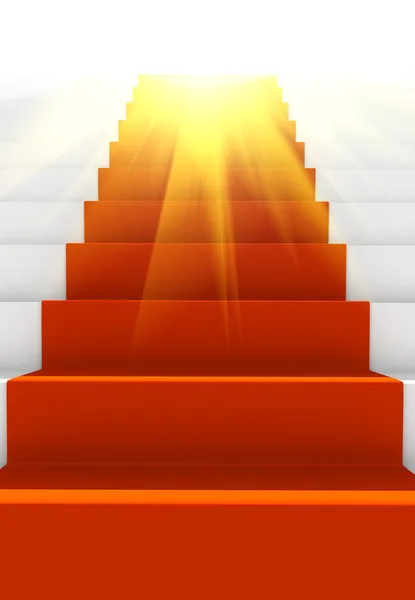 Escalera luminosa con alfombra roja — Foto de Stock