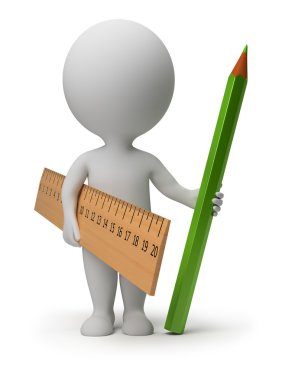 3d small - ruler and pencil clipart