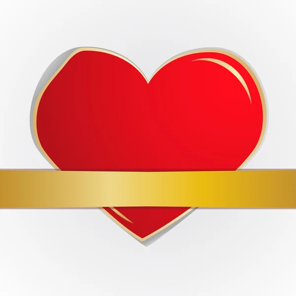 红色的心，由黄金磁带绑起来。eps10 — 图库矢量图片