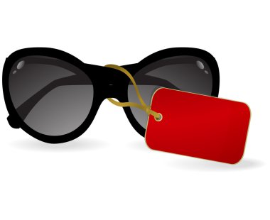 Sun glasses with a red label. eps10 clipart