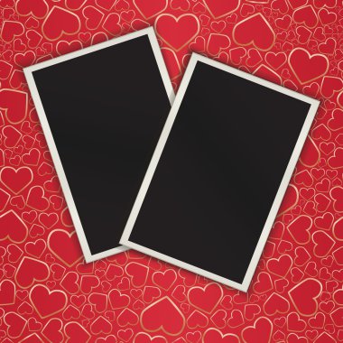 Two photograces on seamless a background with hearts. eps10 clipart