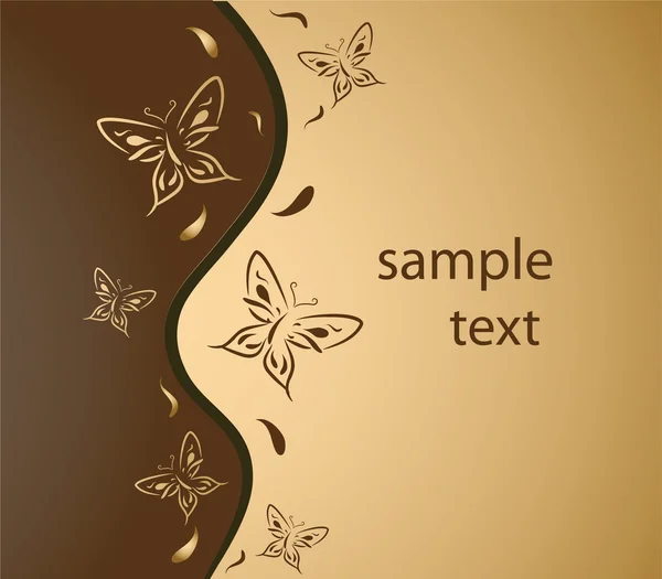 Zlaté pozadí s ozdobou z motýlů a místo fo — Stockový vektor