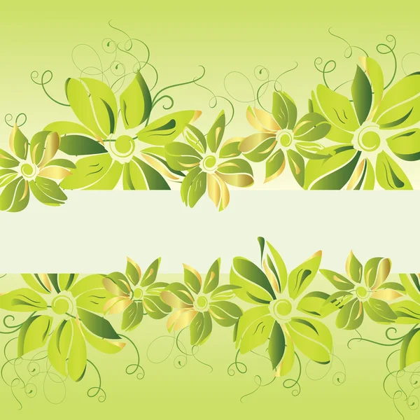 Green floral banner. Vector illustration — Stock Vector