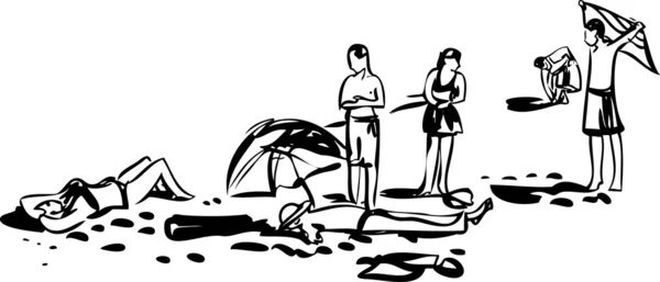 Relaxar e tomar banho de sol na praia — Vetor de Stock