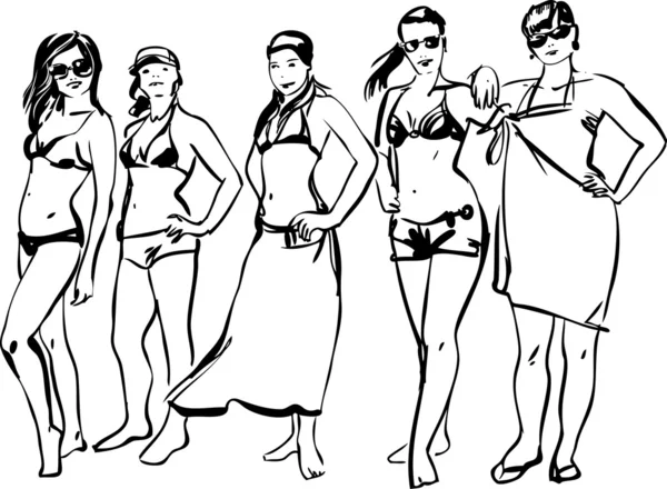 Девушки в бикини — стоковый вектор