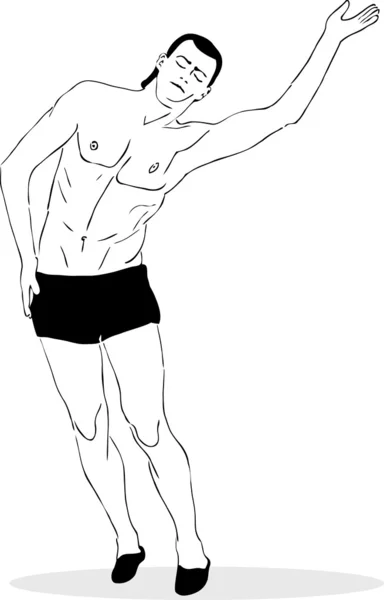 Tanzender Kerl in kurzen Hosen — Stockvektor
