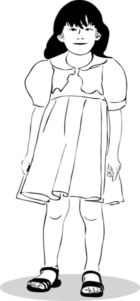 Маленькая девочка в черно-белом платье — стоковый вектор