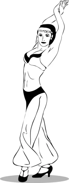 Fille dansant en pantalon noir et blanc — Image vectorielle