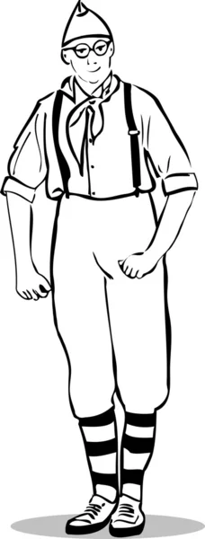 Scout met een stropdas en een gestreepte legging — Stockvector