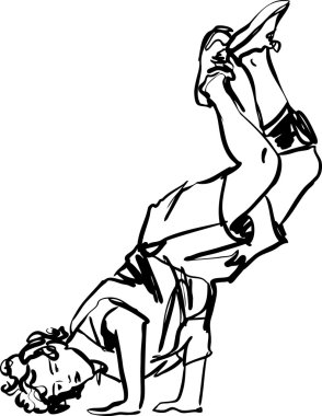 Bboy guy dancing breakdance black and white clipart