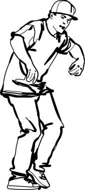 Bboy guy dancing breakdance black and white clipart