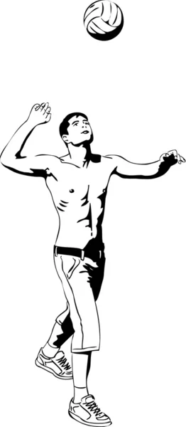 Dibujo de dibujo de voleibol callejero en blanco y negro — Archivo Imágenes Vectoriales
