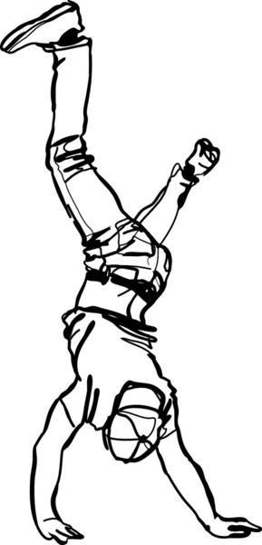 Bboy guy dancing breakdance schwarz und weiß — Stockvektor