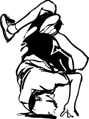 Bboy guy dancing breakdance black and white clipart