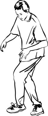 Bboy guy dancing breakdance black and white clipart