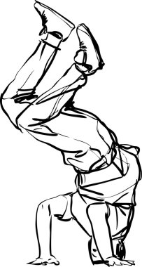 Bboy guy dancing breakdance black and white clipart