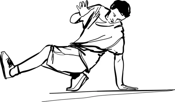 Bboy guy dansende breakdance zwart en wit — Stockvector