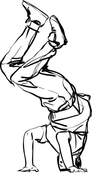 Bboy guy dancing breakdance schwarz und weiß — Stockvektor