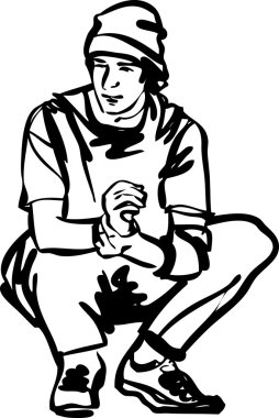 Guy in jeans and a T-shirt clipart