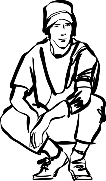 Homme en jeans et un T-shirt noir et blanc — Image vectorielle