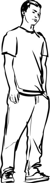 Erkek kot pantolon ve t-shirt Siyah ve beyaz — Stok Vektör
