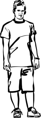 Guy in shorts and a T-shirt clipart