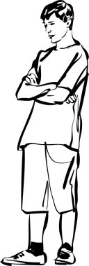 Guy in shorts and a T-shirt clipart