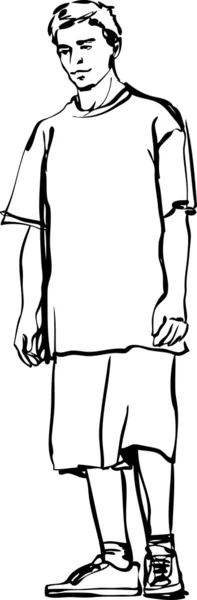 Mann in kurzen Hosen und T-Shirt — Stockvektor
