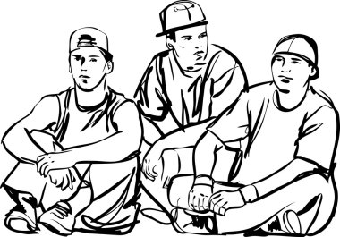 Black and white sketch of the guys clipart