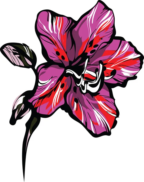 Rosa cinque petali su un gambo — Vettoriale Stock