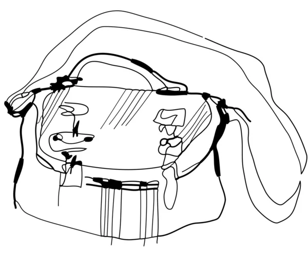 Dessin noir et blanc Sac à main femme croquis — Image vectorielle