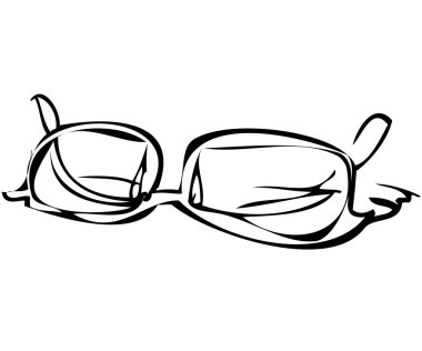 Black and white sketch of glasses clipart